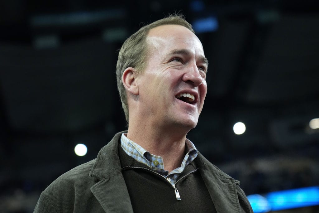 Former NFL quarterback Peyton Manning seen prior to the NFC Divisional Playoff game between the Detroit Lions and the Tampa Bay Buccaneers at Ford Field on January 21, 2024 in Detroit, Michigan.