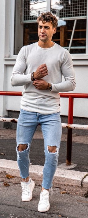 Crisp Pair of Jeans , White Sneakers