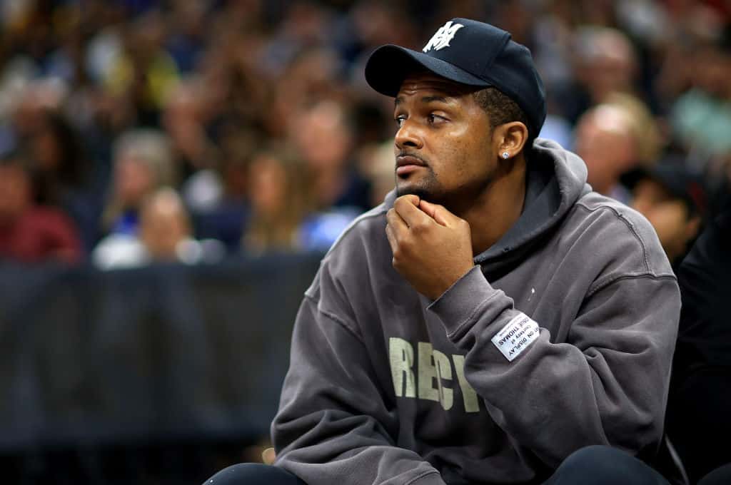 Cleveland Brown quaterback Deshaun Watson looks on during a game betweent he Orlando Magic and the Golden State Warriors at Kia Center on March 27, 2024 in Orlando, Florida.