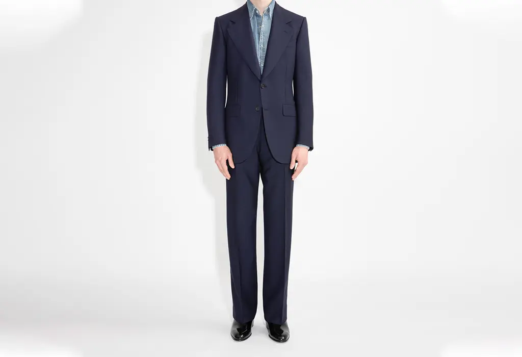 Single-Breasted Suit in Fresco - Navy by HUSBANDS PARIS