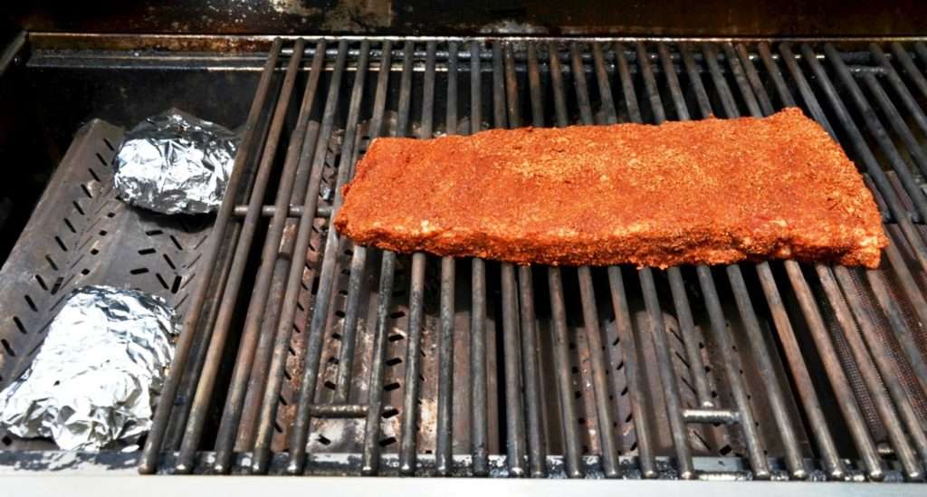 Placing Ribs on Gas Grill