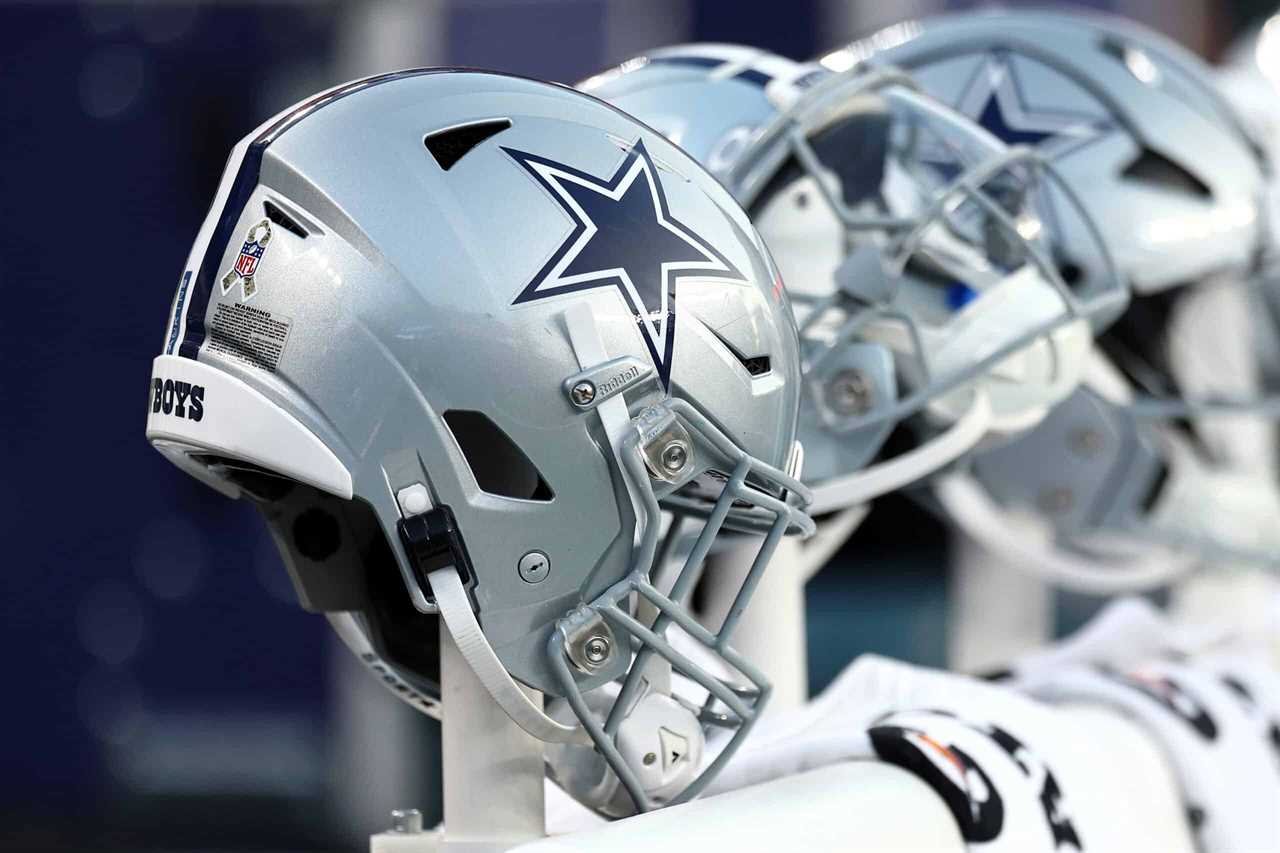 PHILADELPHIA, PENNSYLVANIA - NOVEMBER 05: Dallas Cowboys helmets are seen against the Philadelphia Eaglesat Lincoln Financial Field on November 05, 2023 in Philadelphia, Pennsylvania.