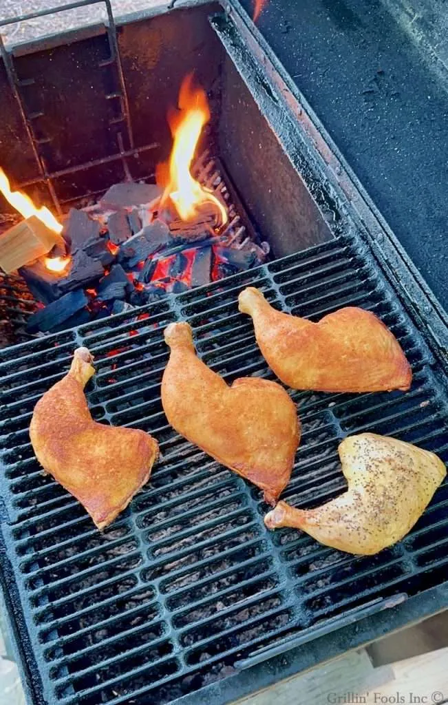 Chicken Leg Quarters on the grill