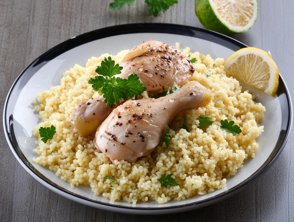 Couscous with Greek-Style Lemon Garlic Chicken Recipe 