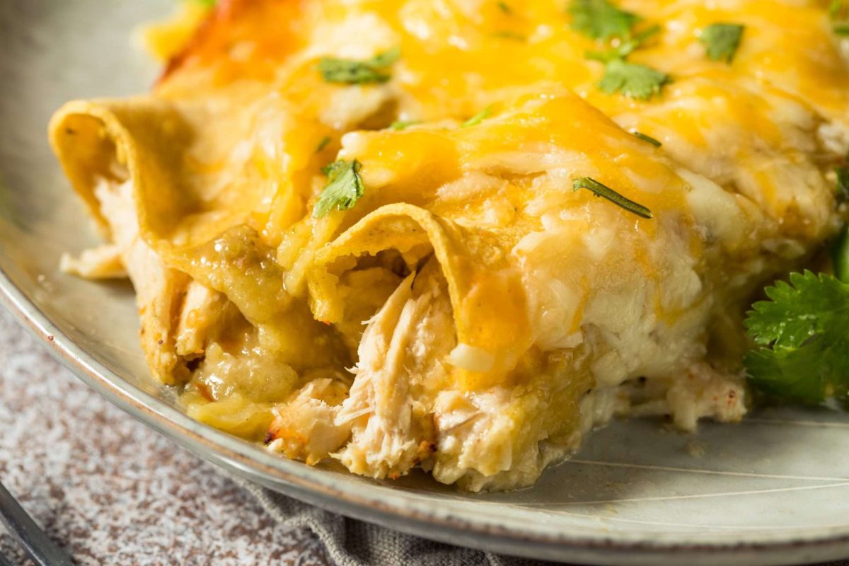 close up of chicken enchiladas - BBQ Leftover Recipes