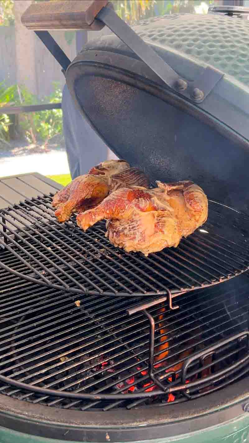 Big Green Egg Smoked Chicken with White Sauce