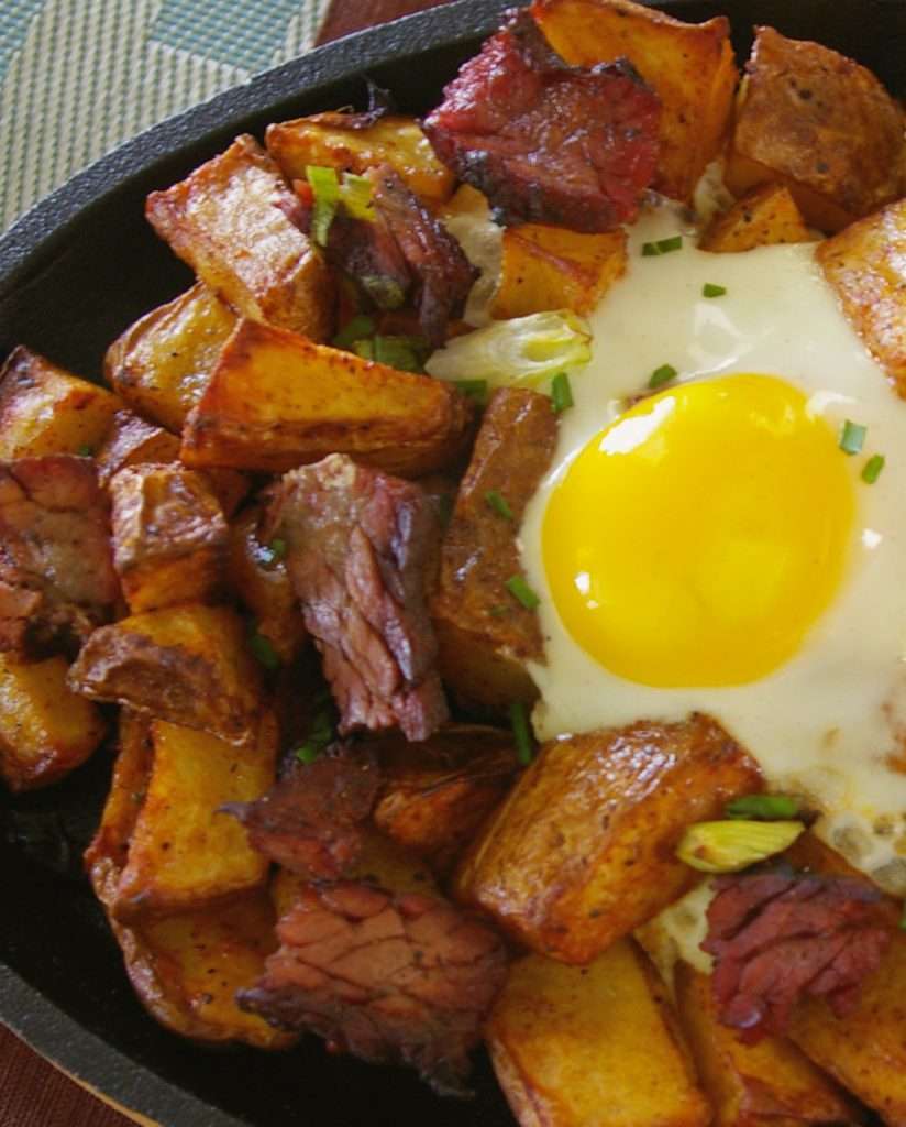 brisket hash and eggs