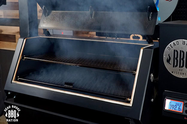 smoke coming from Lone Star Grillz pellet smoker