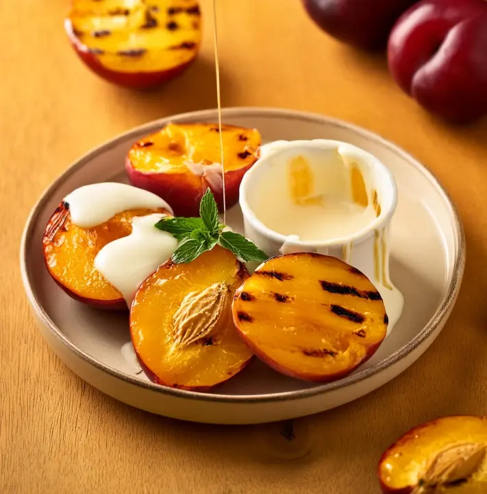 Grilled Stone Fruit with Honey Yogurt Drizzle of Summer BBQ Dessert Ideas