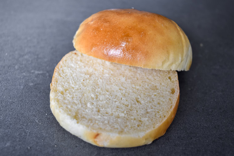 brioche burger bun cut in half