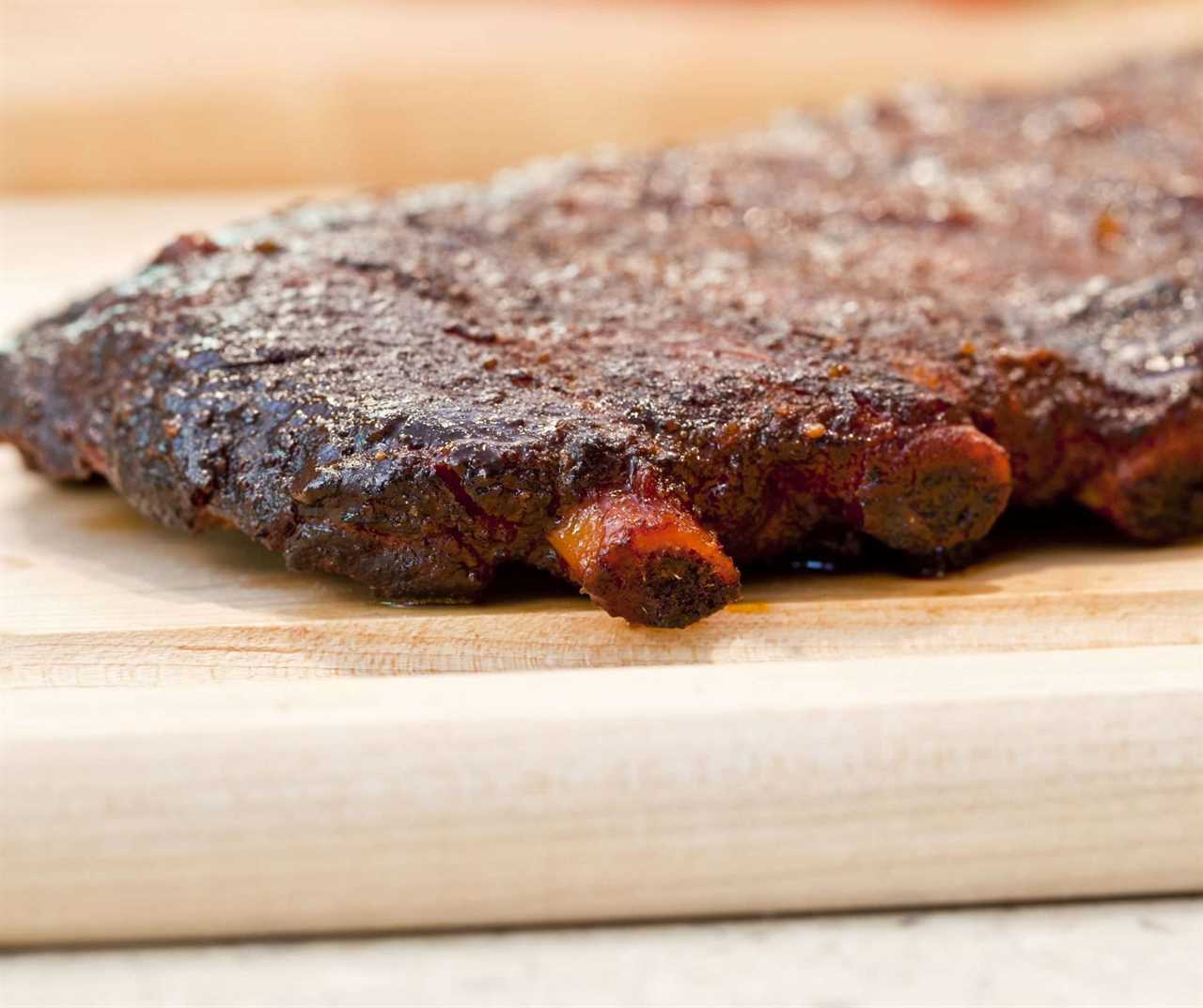 Slab of spare ribs on a cutting board