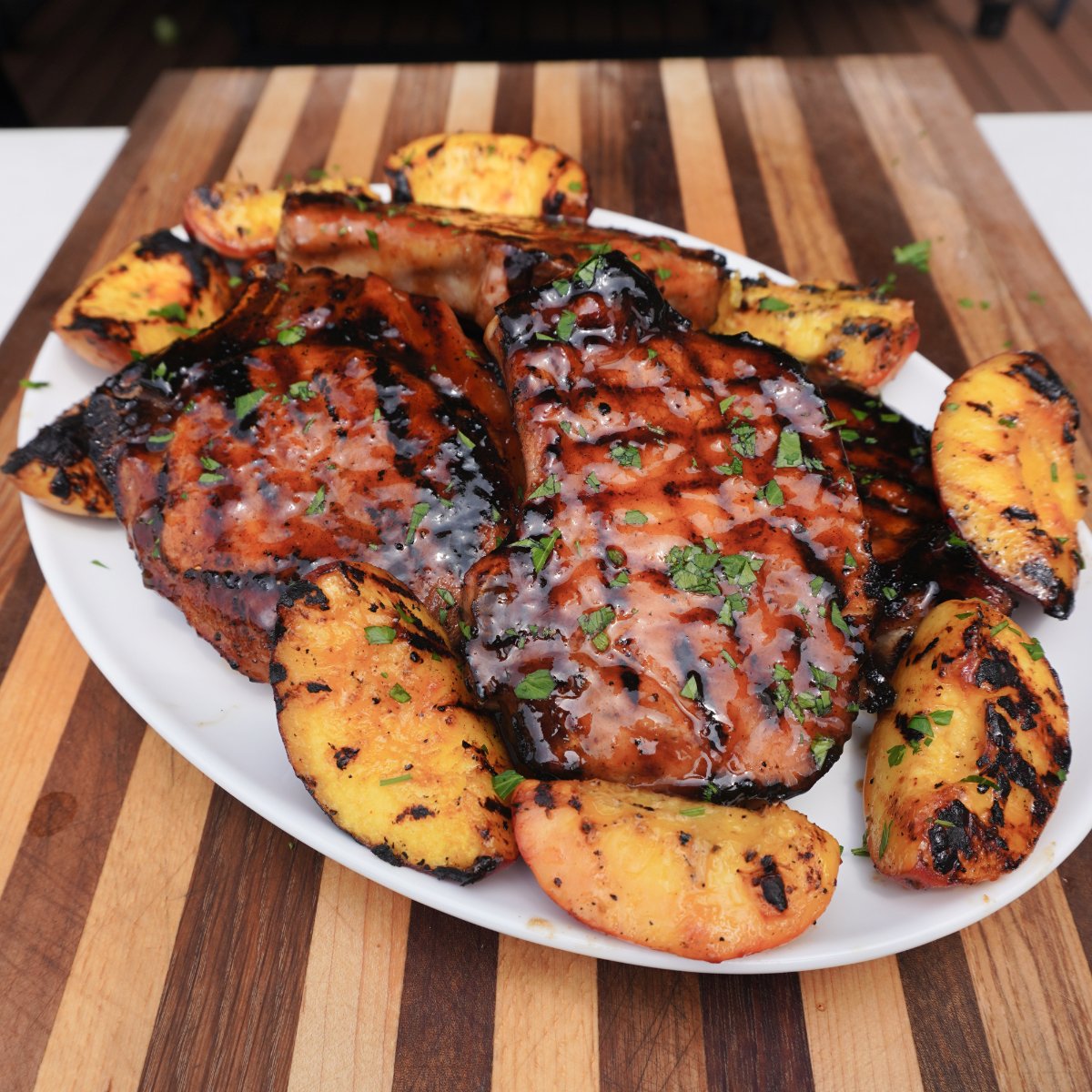 Peach and Bourbon Pork Chops