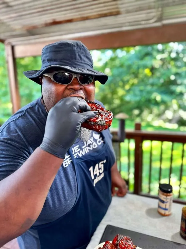 James Boatright eating a Pork Steak