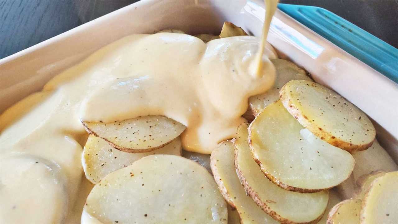 Cheese sauce over potatoes