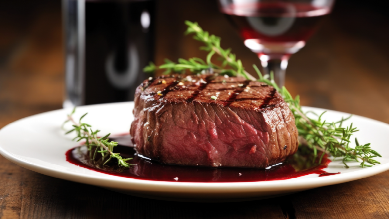 Filet Mignon with Red Wine Reduction Sauce