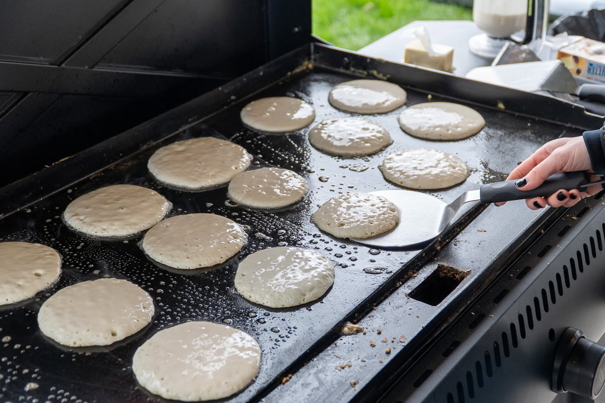 pancakes cooking on the GRIDIRON griddle