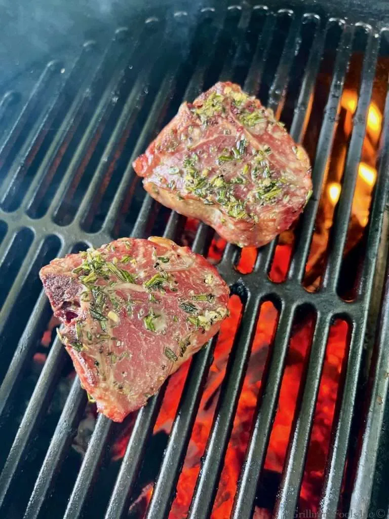 Searing the Grilled Mutton Chops