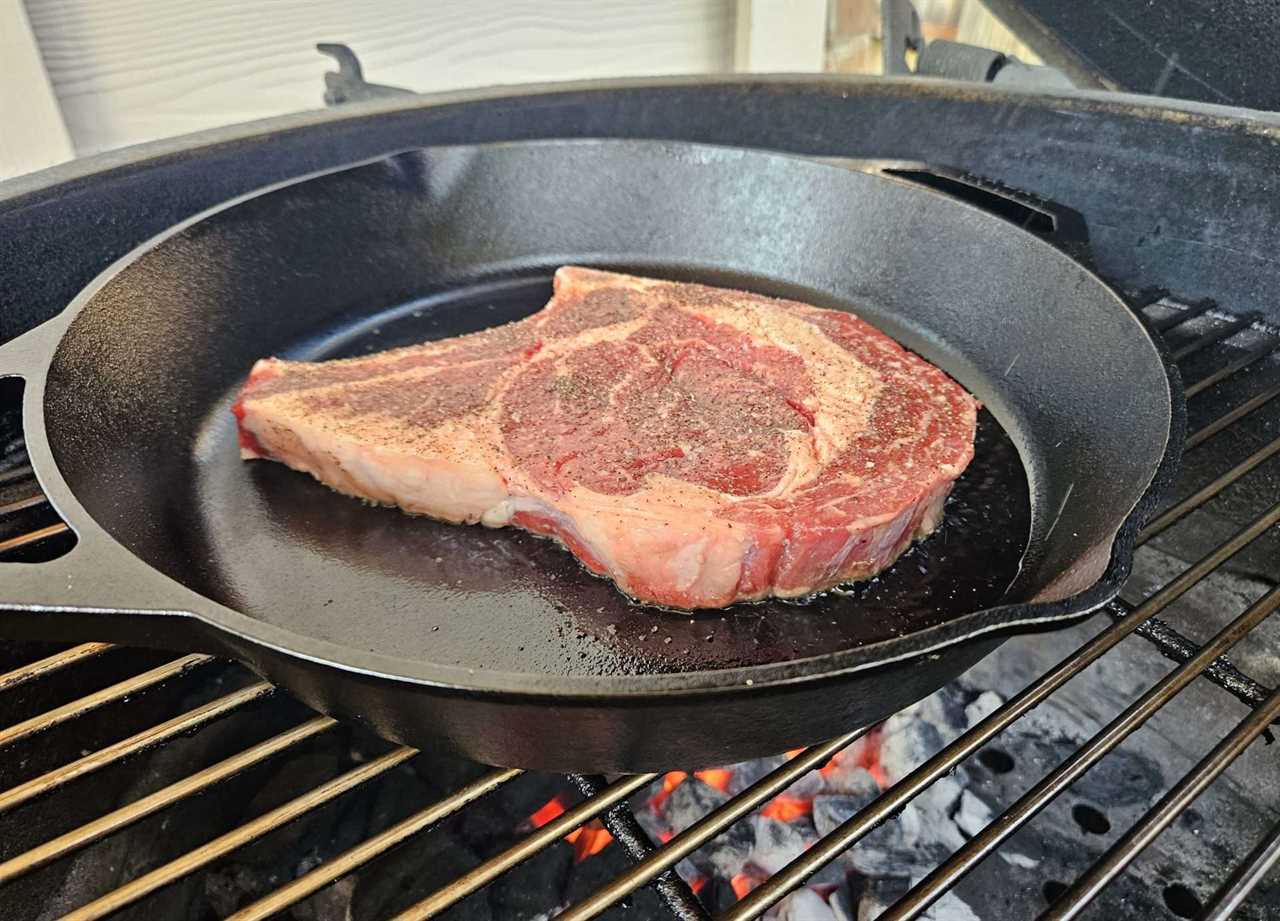 searing steak in cast iron skillet