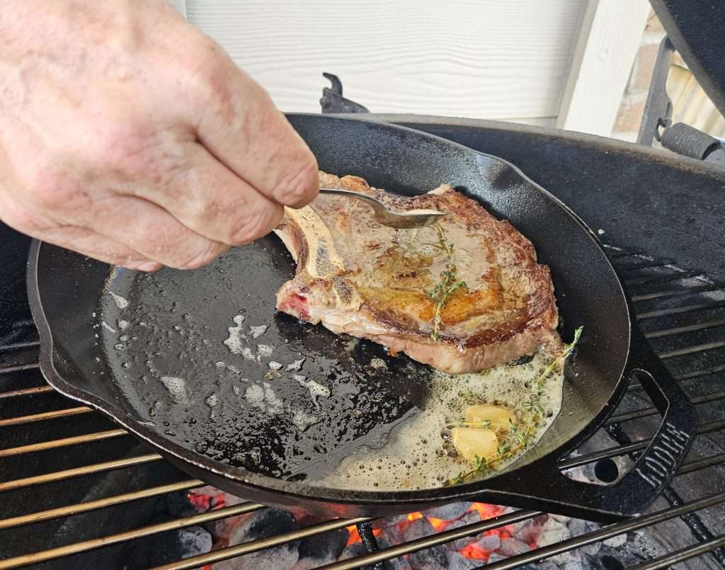 basting cast iron steak