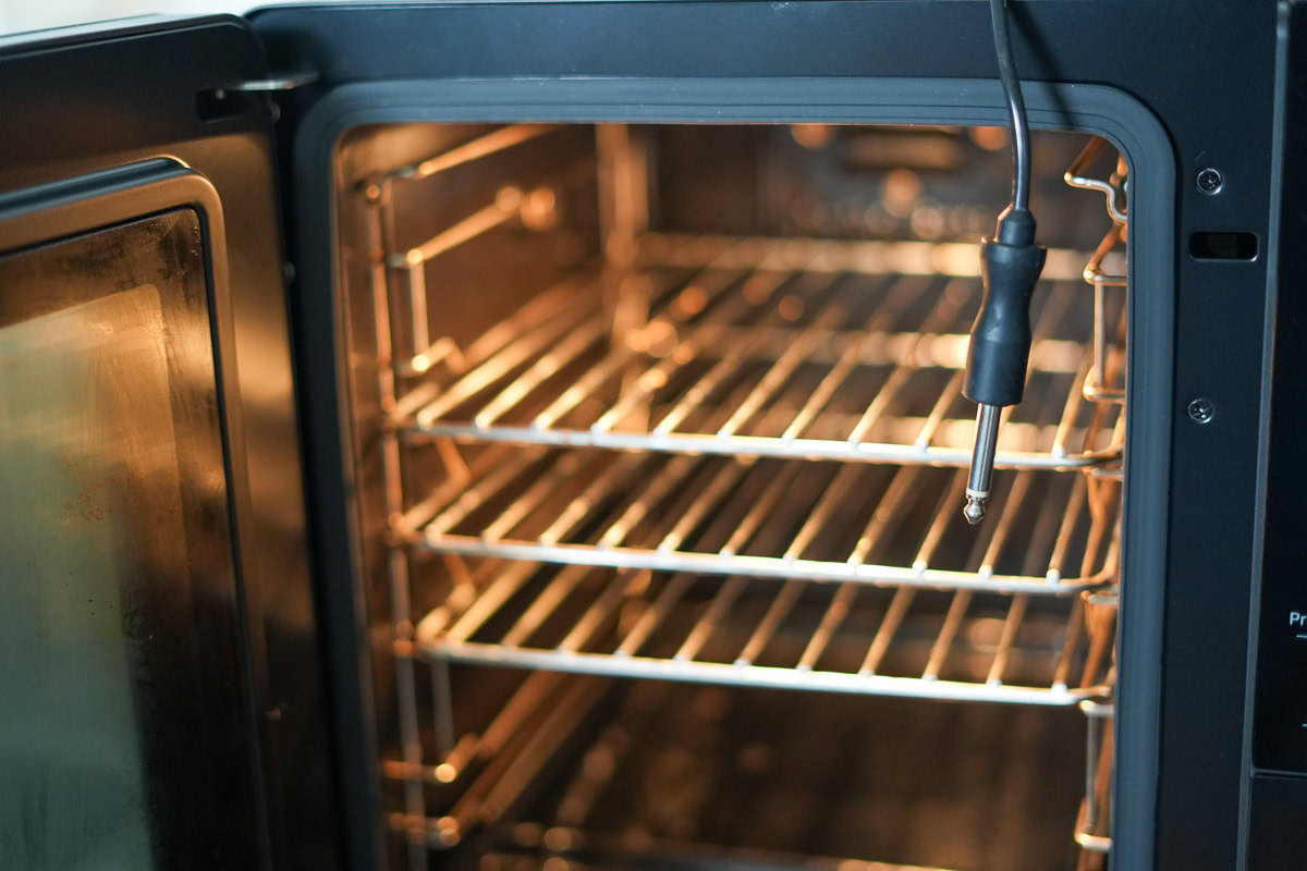 close up view of the GE Profile smoker cooking rack