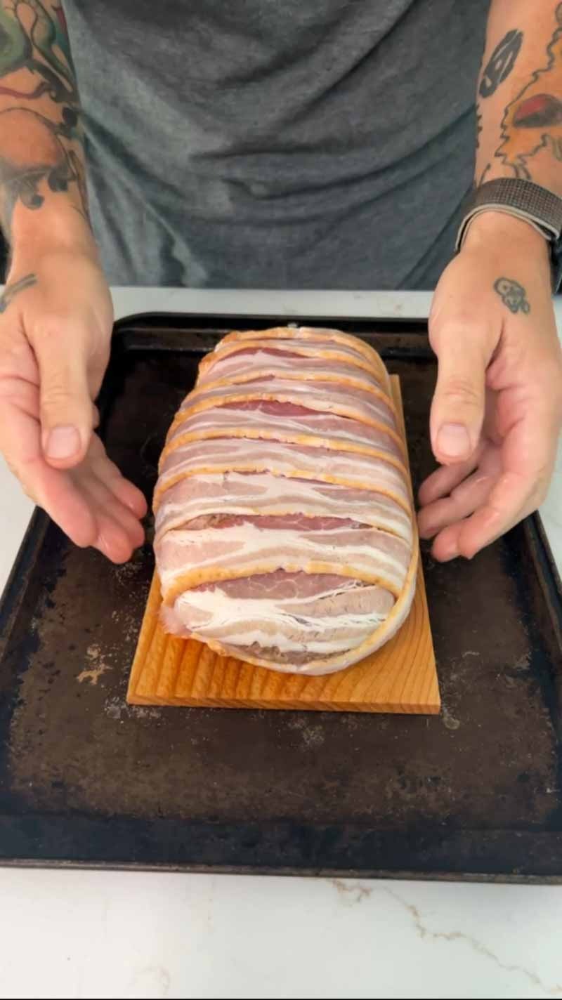 Big Green Egg Bacon Wrapped Meatloaf