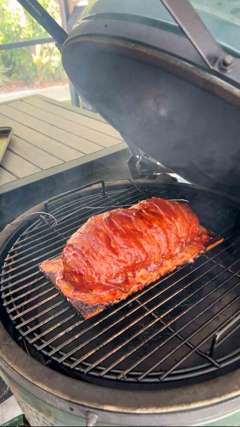 Big Green Egg Bacon Wrapped Meatloaf