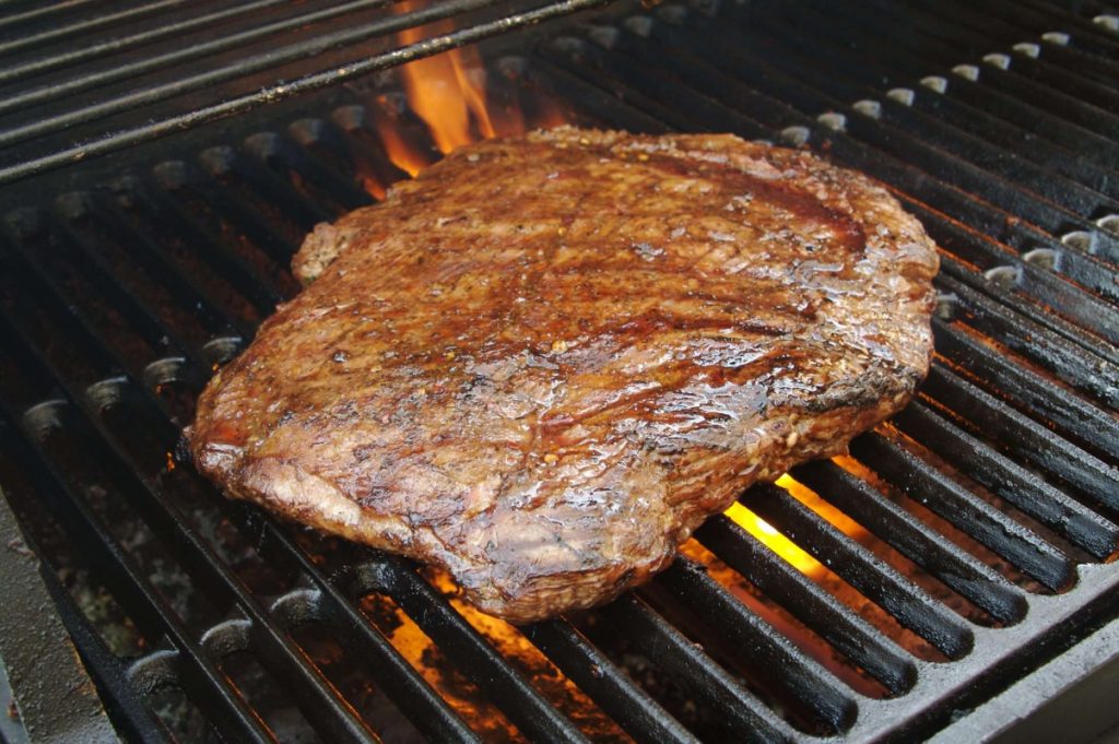 marinated Flank Steak on the grill