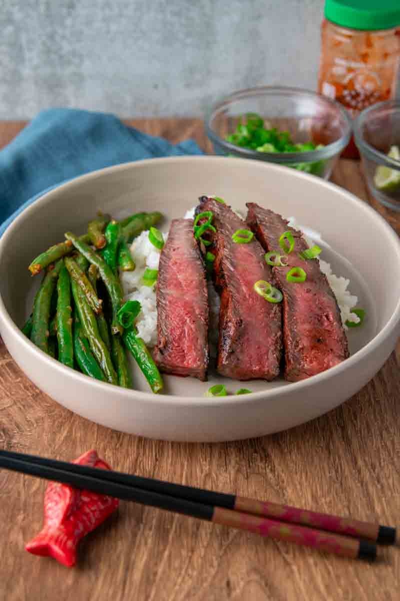 Asian marinated flat iron steak