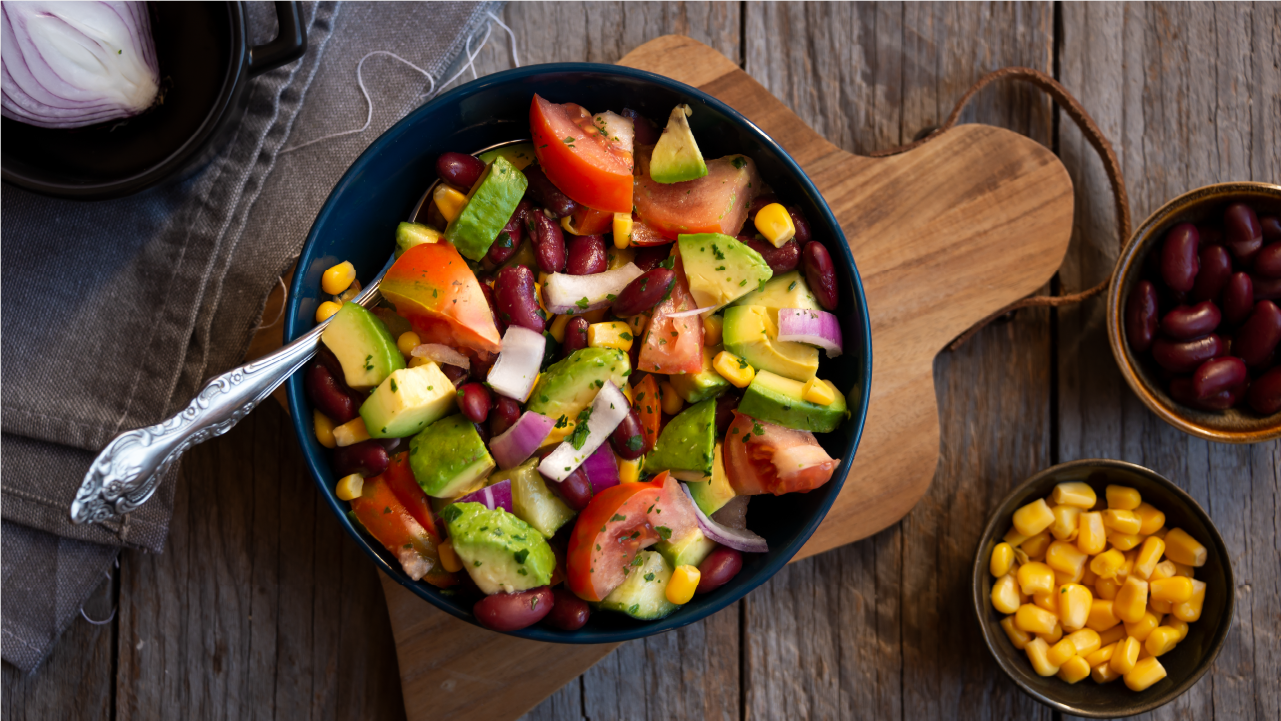 Fruit Salad with BBQ Chicken