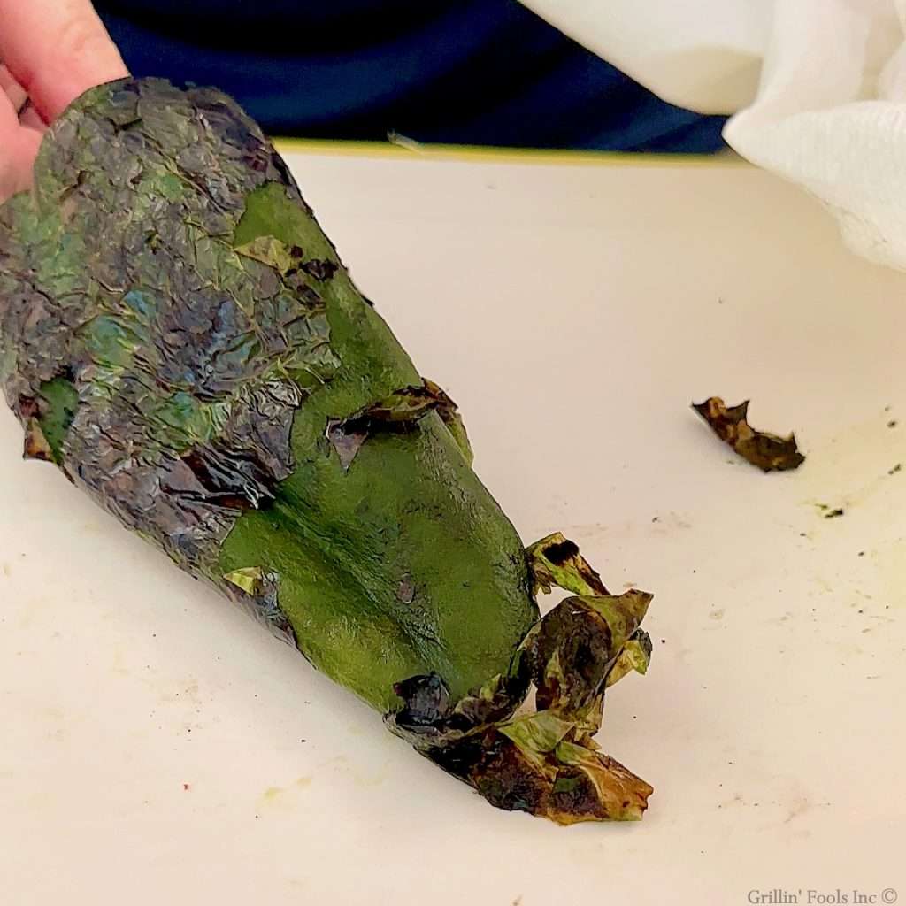 Pealing a Poblano