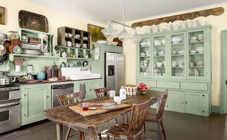 farmhouse kitchen green