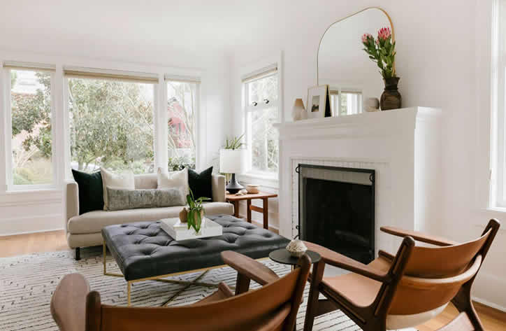 Mirror above fireplace