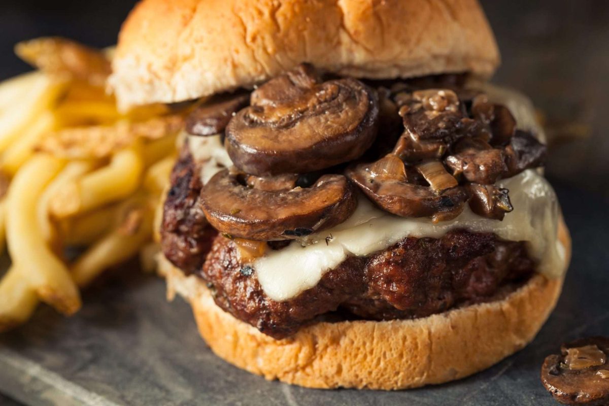 stroganoff burger with fries