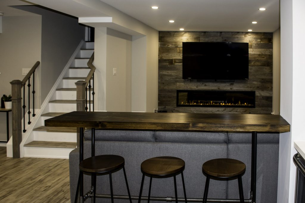 Custom Bar in Amazing Basement Design Ajax