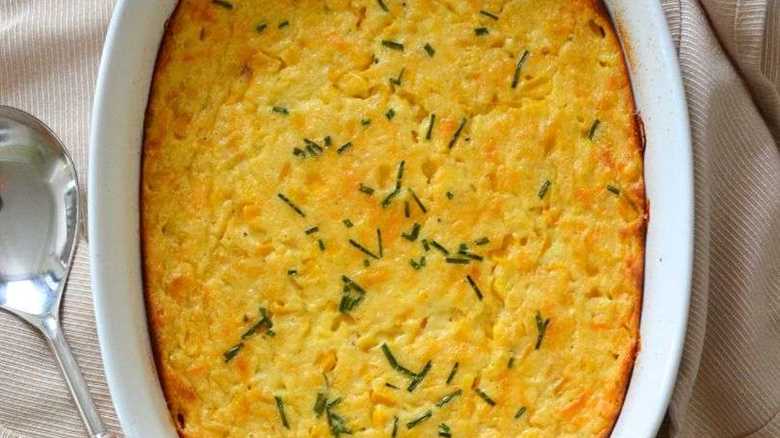 Chive and Cheddar Corn Pudding