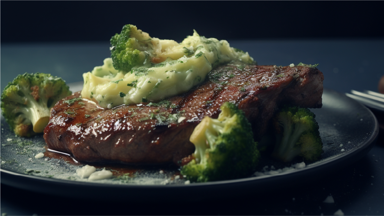 Ghostly Steak with Creamed Spinach and White Wine Sauce