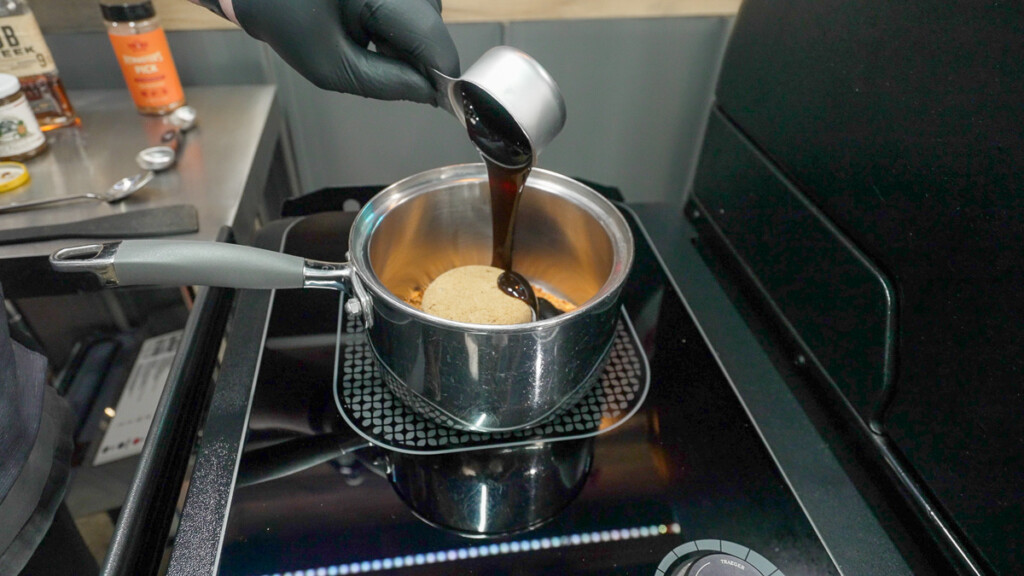 glaze ingredients being put into a pot