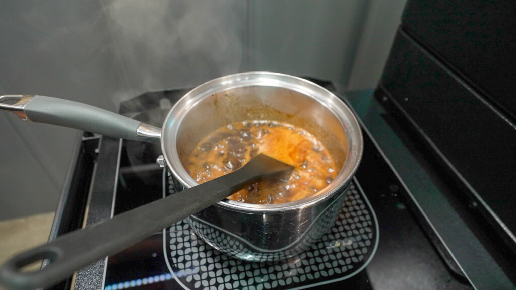 glaze simmering in a pot