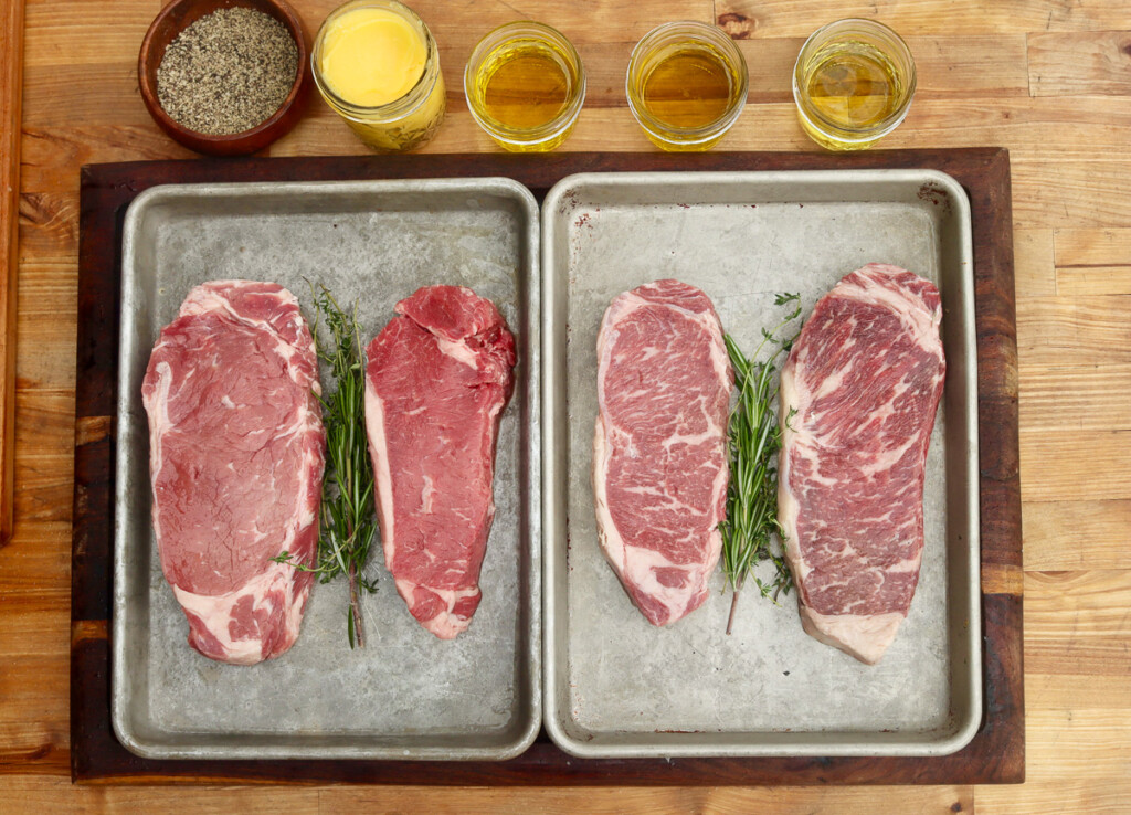 ingredients for steak on the griddle