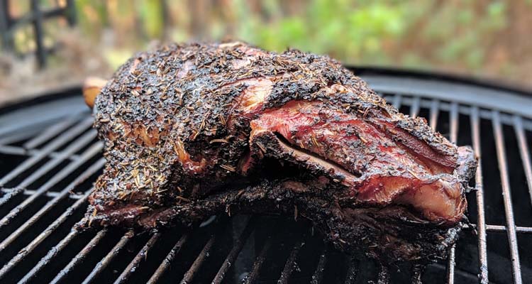 Smoked lamb shoulder on weber smokey mountain