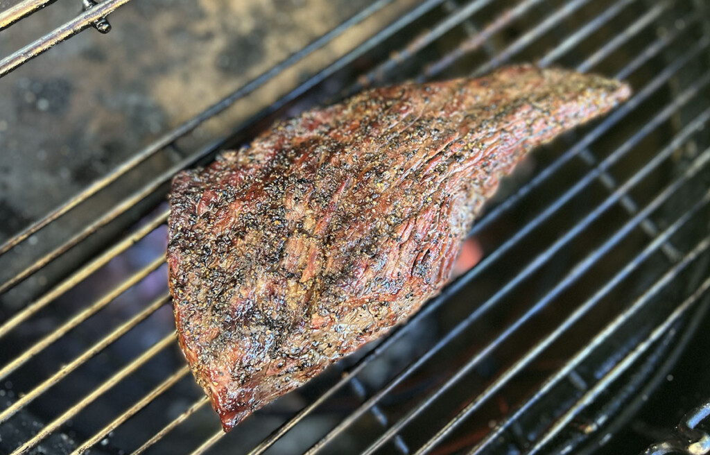 smoked tri tip on charcoal grill