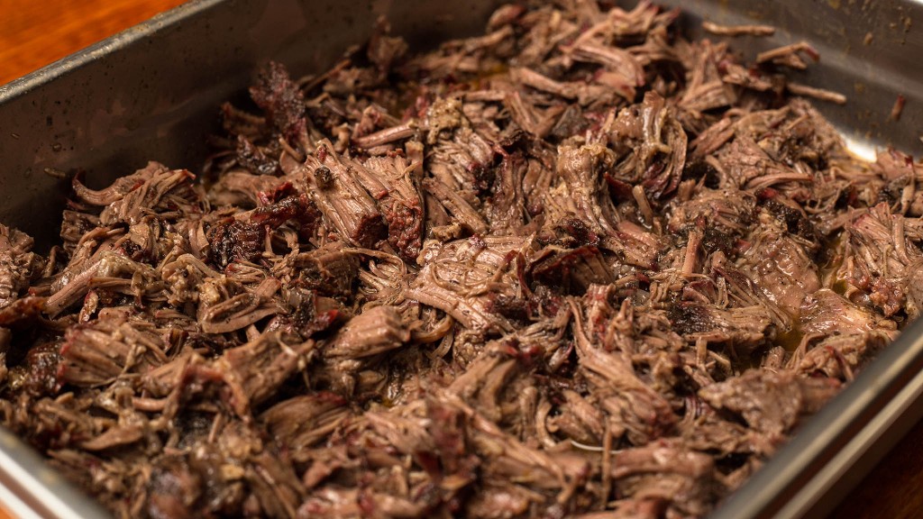 Pulled Beef in a metal tray