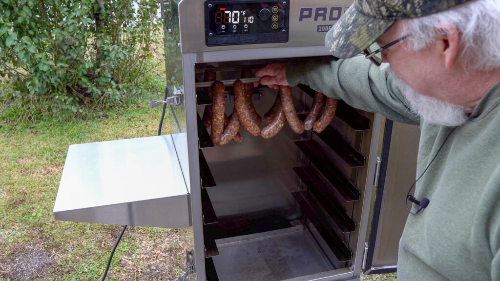 hot guts hanging in smoker