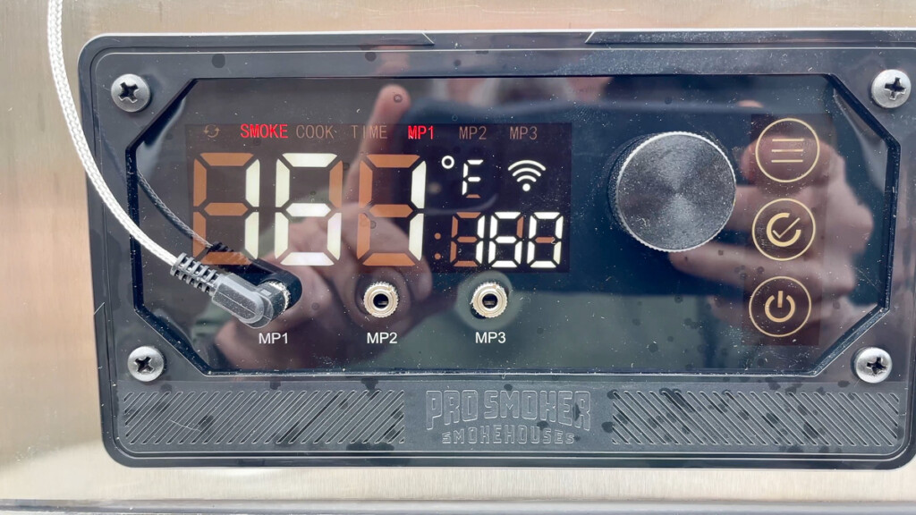 the smoker set at 160°F 