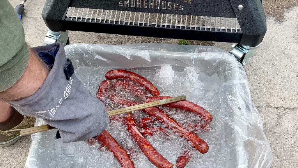 texas hot guts in an ice bath