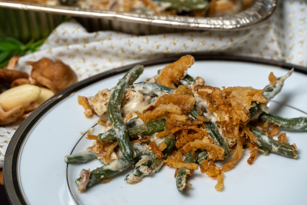 green bean casserole plated