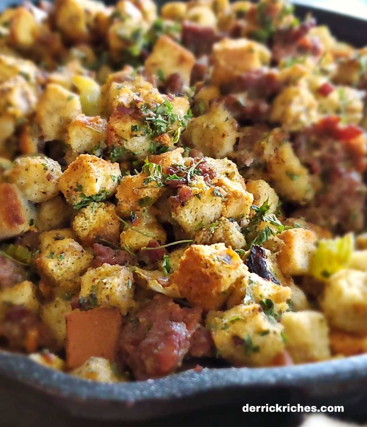 Close up of smoked stuffing