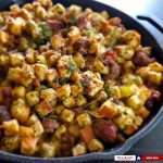 smoked-sausage-stuffing-in-cast-iron-featured