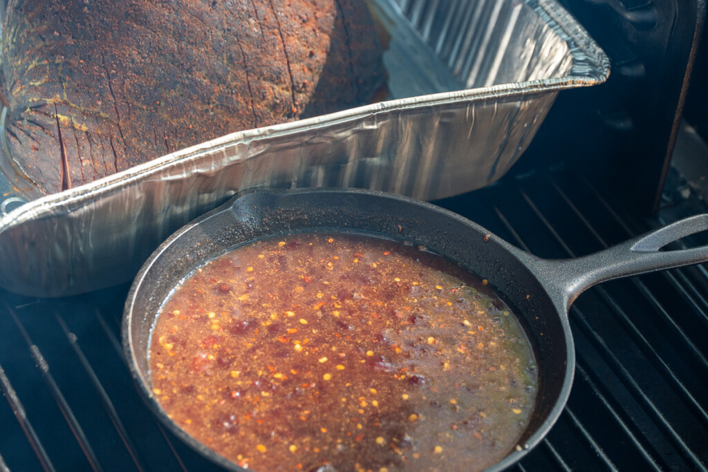 cranberry glaze in the smoker