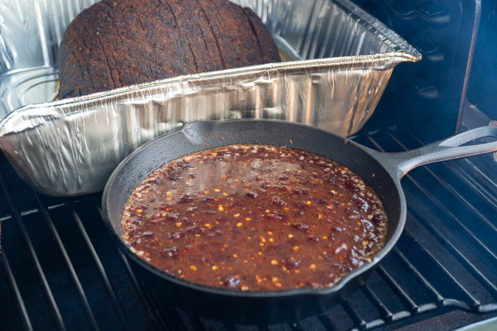 cranberry glaze in the smoker 